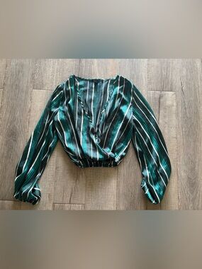 Rue21 Teal Vertical Stripe Blouse